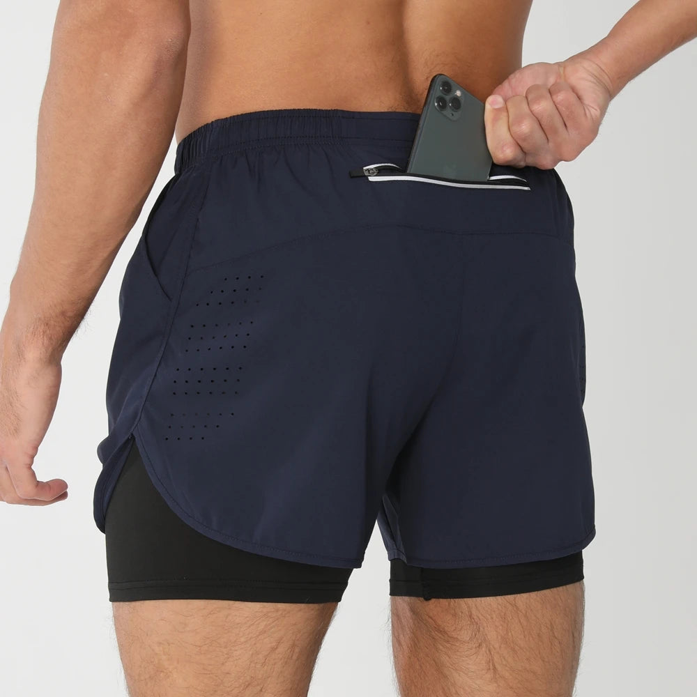 Men’s 2-in-1 Running Shorts – Quick Dry Gym & Training Shorts