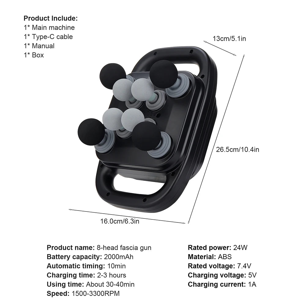 42-Heads Fascia Gun High-Frequency Vibration Body Massage Gun Back and Waist Massager Neck Shoulder Massager Muscle masajeador