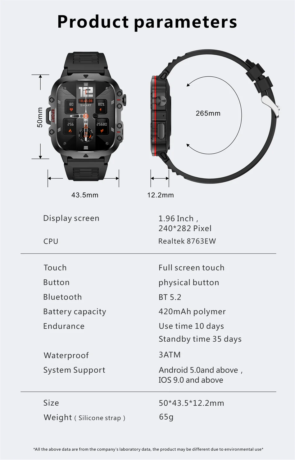 2024 New For Xiaomi 1.96" Bluetooth Call Military Smart Watch Men 5ATM Outdoor Sports Fitness Tracker Health Monitor Smartwatch