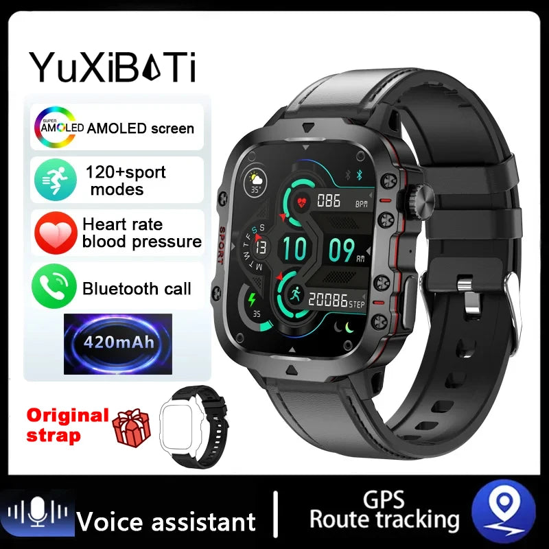 2024 New For Xiaomi 1.96" Bluetooth Call Military Smart Watch Men 5ATM Outdoor Sports Fitness Tracker Health Monitor Smartwatch