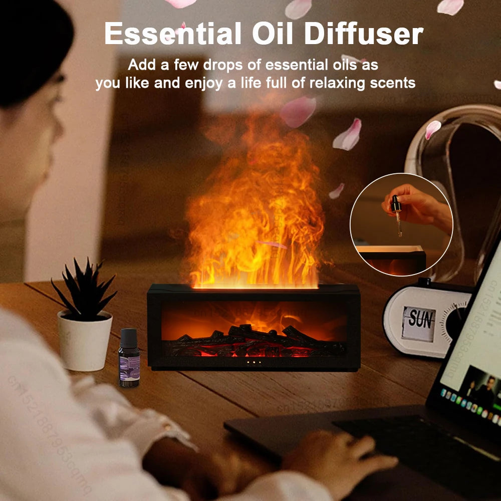 Flame Aroma Humidifier – Essential Oil Diffuser with LED & Remote