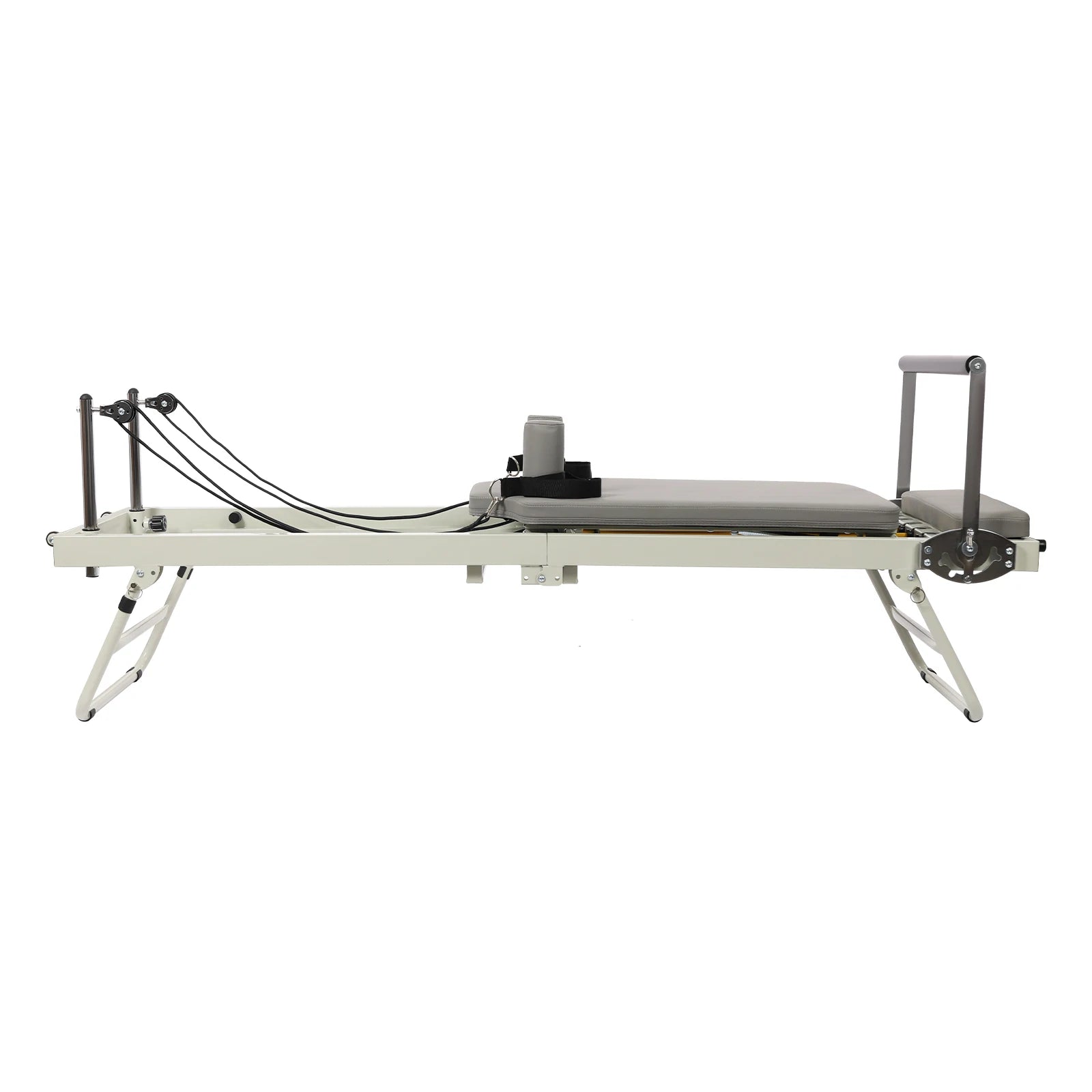Foldable Steel Pilates Reformer Machine,Black/Grey Yoga Fitness Equipment Floor-Mounted 197*57*72.5cm for Homes,Offices
