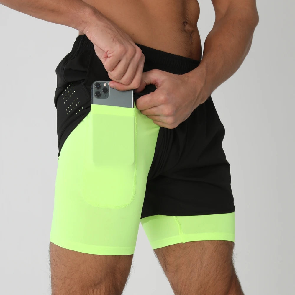 Men’s 2-in-1 Running Shorts – Quick Dry Gym & Training Shorts
