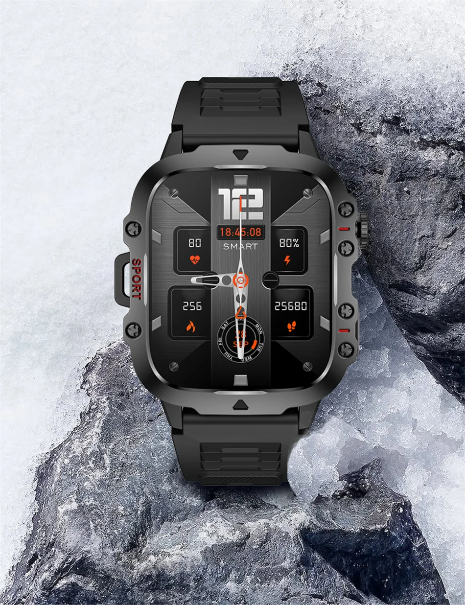 2024 New For Xiaomi 1.96" Bluetooth Call Military Smart Watch Men 5ATM Outdoor Sports Fitness Tracker Health Monitor Smartwatch
