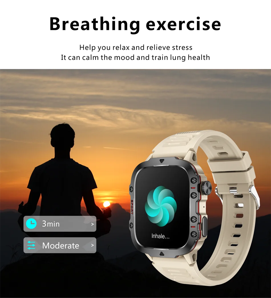 2024 New For Xiaomi 1.96" Bluetooth Call Military Smart Watch Men 5ATM Outdoor Sports Fitness Tracker Health Monitor Smartwatch
