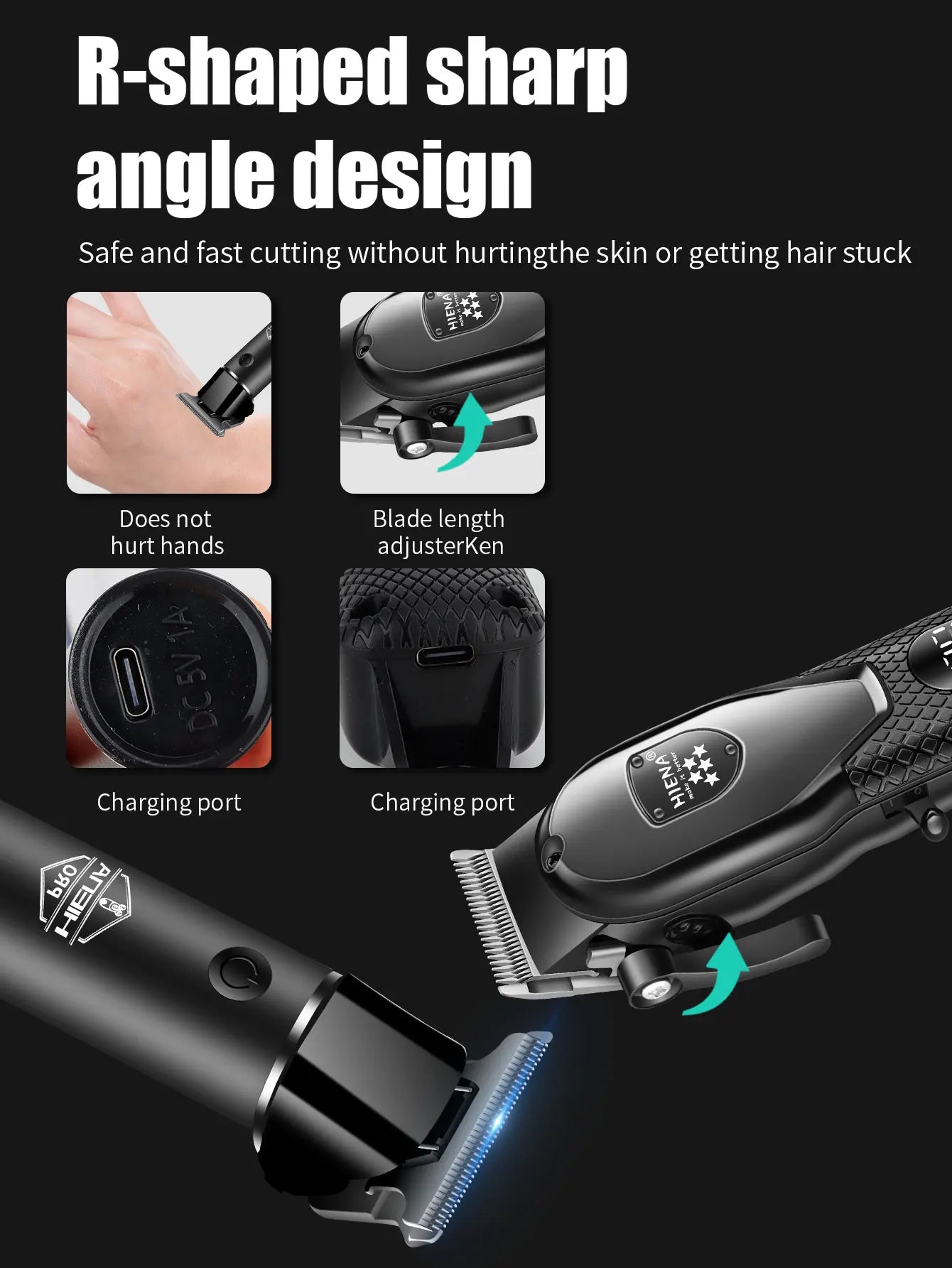 Hiena Professional Hair Clipper Kit – Electric Trimmer with LCD Display