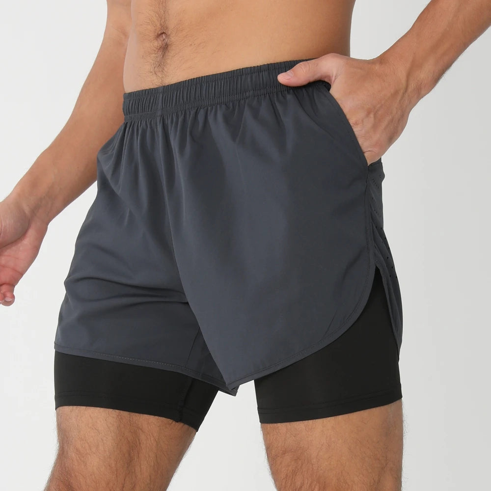 Men’s 2-in-1 Running Shorts – Quick Dry Gym & Training Shorts