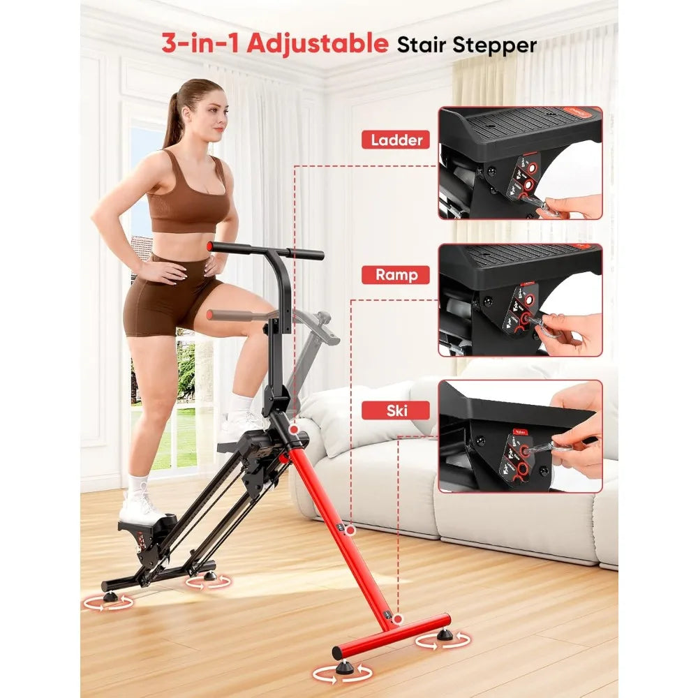 Home Fitness Stair Stepper with Adjustable Levels and Ski Simulation Workout Modes