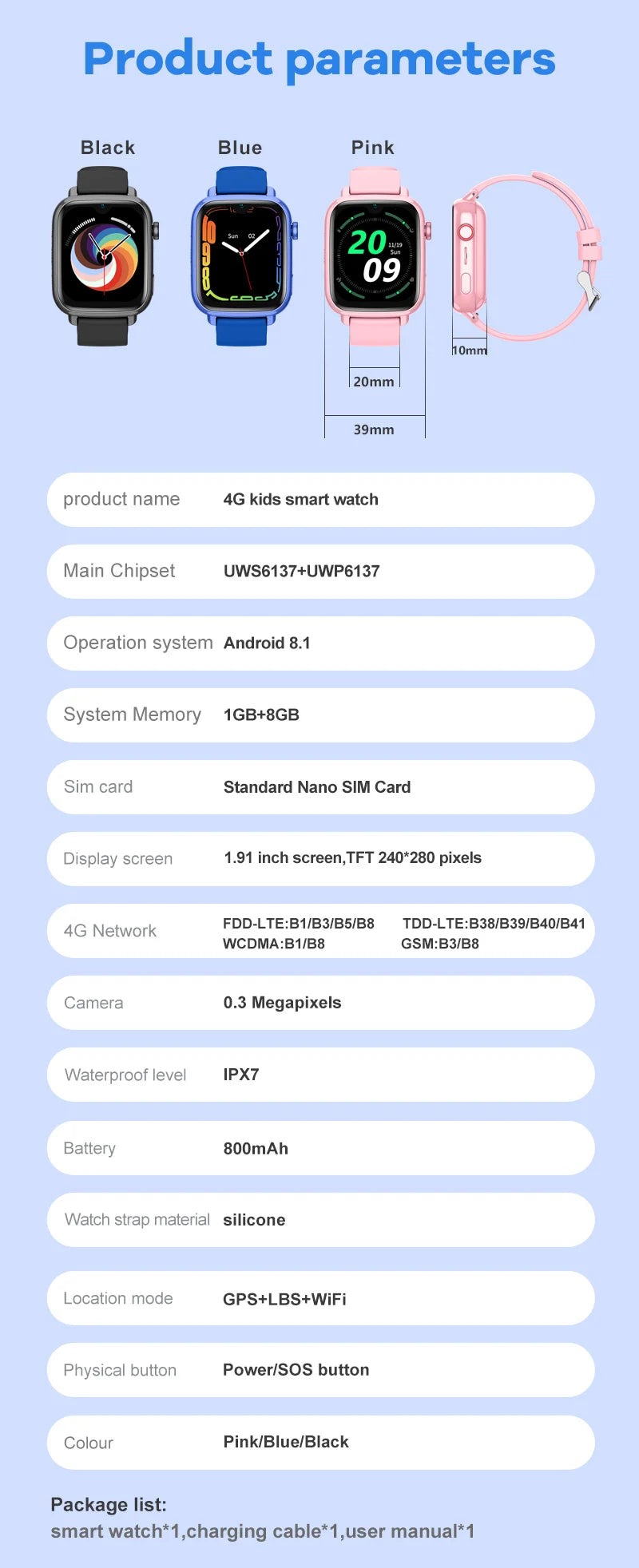 4G Kids Smart Watch – GPS Tracker & Video Call