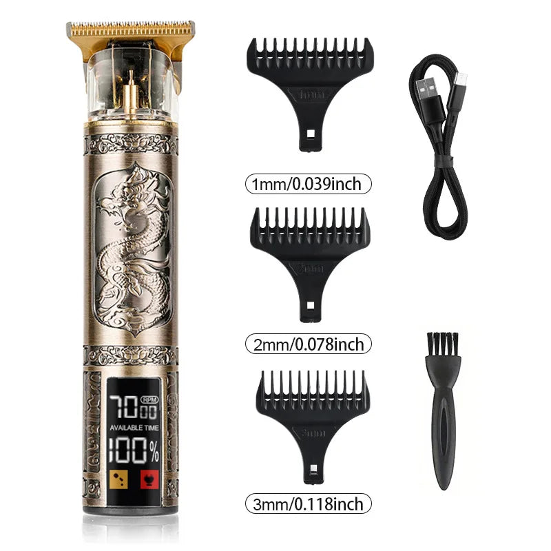 T9 Electric Hair Clipper – Three-Speed USB Metal Trimmer