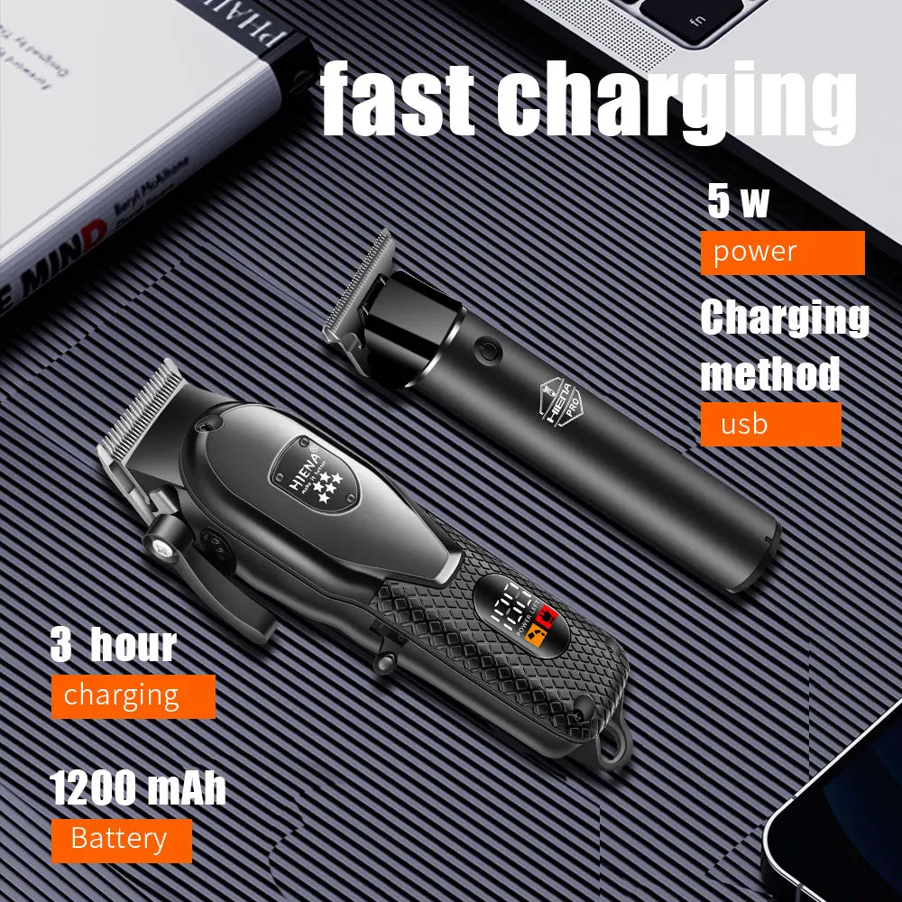 Hiena Professional Hair Clipper Kit – Electric Trimmer with LCD Display