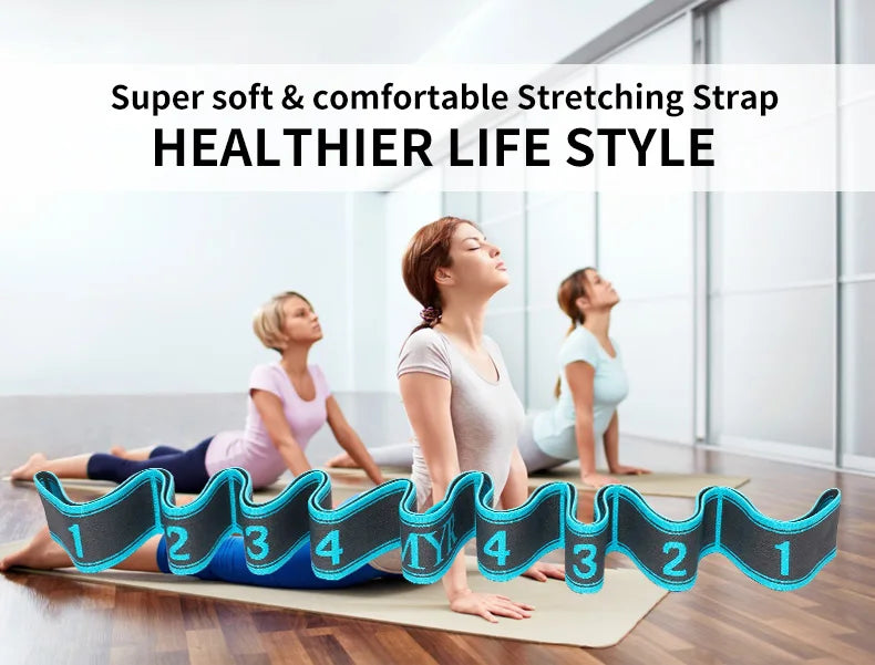 Elastic Yoga Stretching Strap with Loops, Stretch Strap for Ballet, Leg, Body, Stretch Band for Yoga, Dance, Pilates, Gymnastics