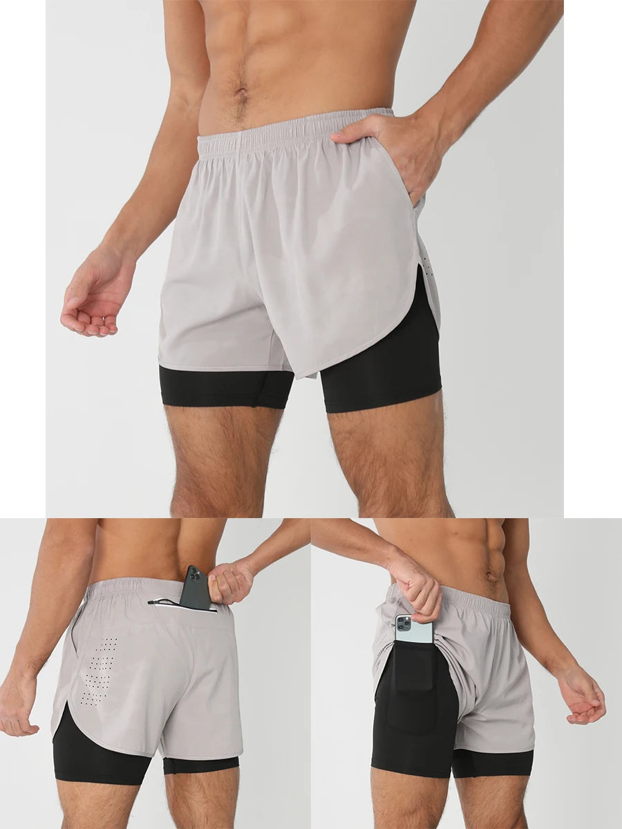 Men’s 2-in-1 Running Shorts – Quick Dry Gym & Training Shorts