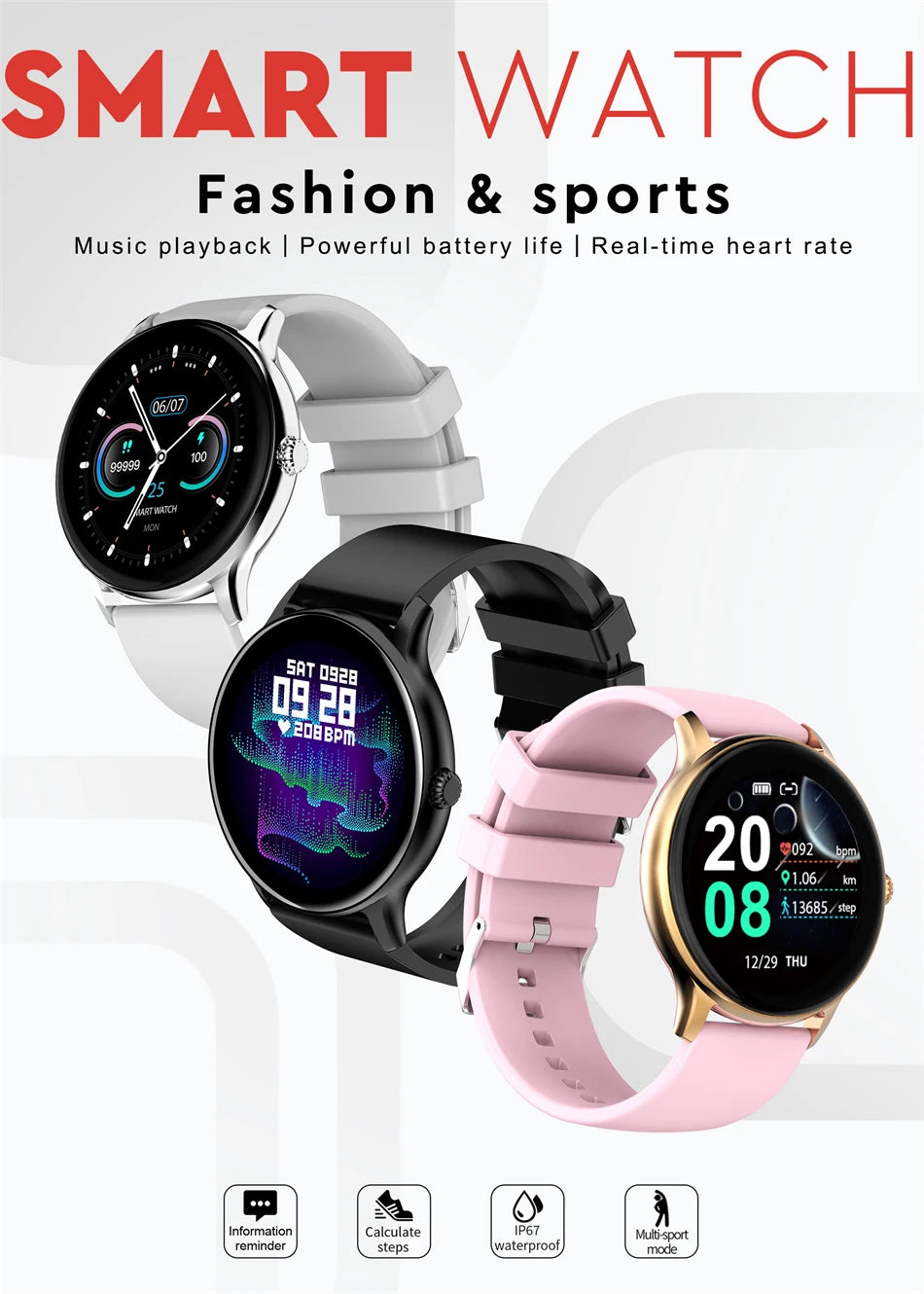 LIGE Women Smart Watch – Fitness Tracker & Heart Rate Monitor