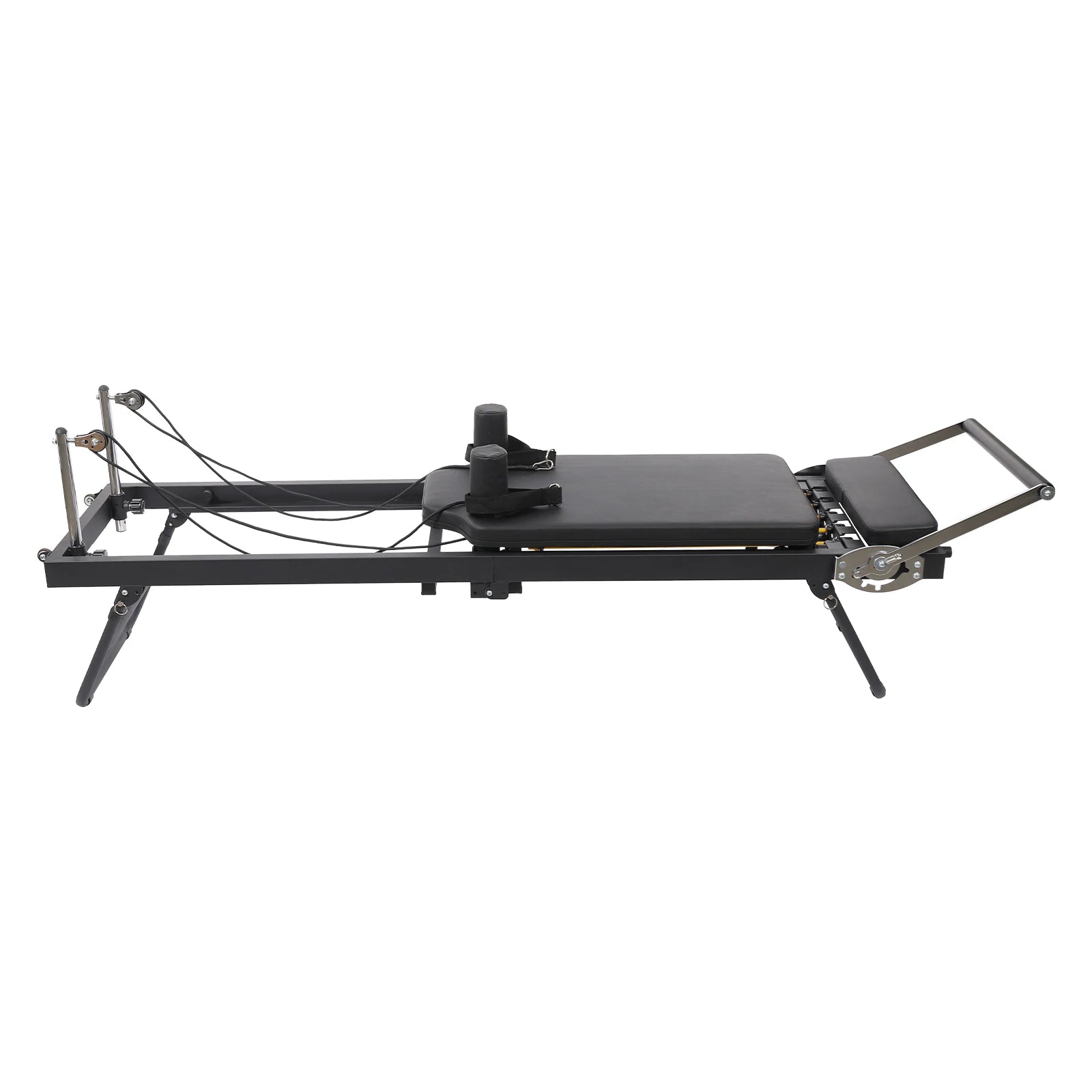 Foldable Steel Pilates Reformer Machine,Black/Grey Yoga Fitness Equipment Floor-Mounted 197*57*72.5cm for Homes,Offices