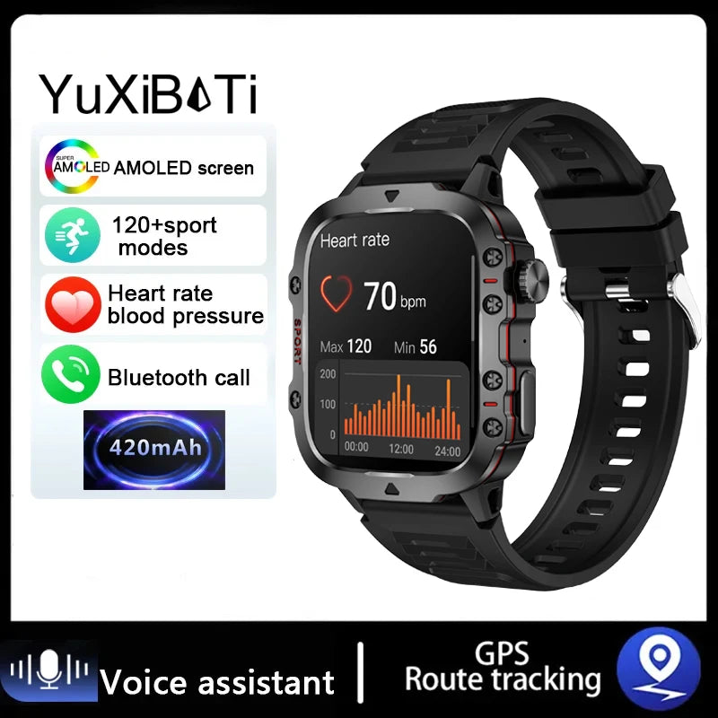 2024 New For Xiaomi 1.96" Bluetooth Call Military Smart Watch Men 5ATM Outdoor Sports Fitness Tracker Health Monitor Smartwatch