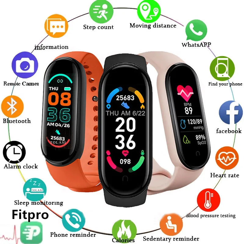 M6 Smart Watch – Fitness Bracelet with Heart Rate & BP Monitor