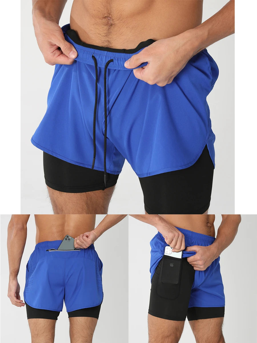 Men’s 2-in-1 Running Shorts – Quick Dry Gym & Training Shorts
