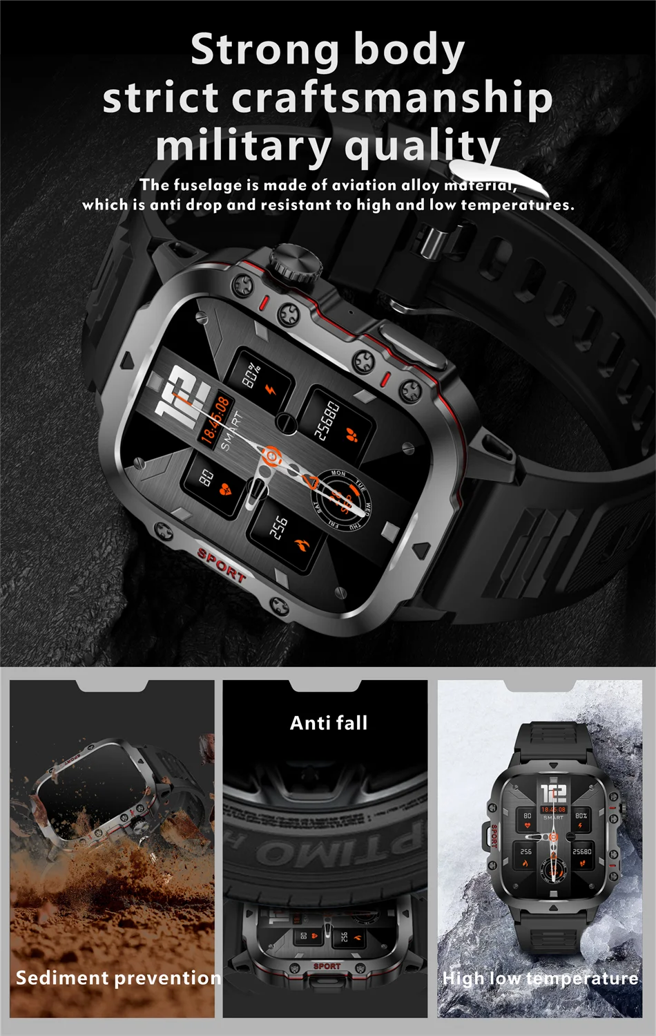 2024 New For Xiaomi 1.96" Bluetooth Call Military Smart Watch Men 5ATM Outdoor Sports Fitness Tracker Health Monitor Smartwatch