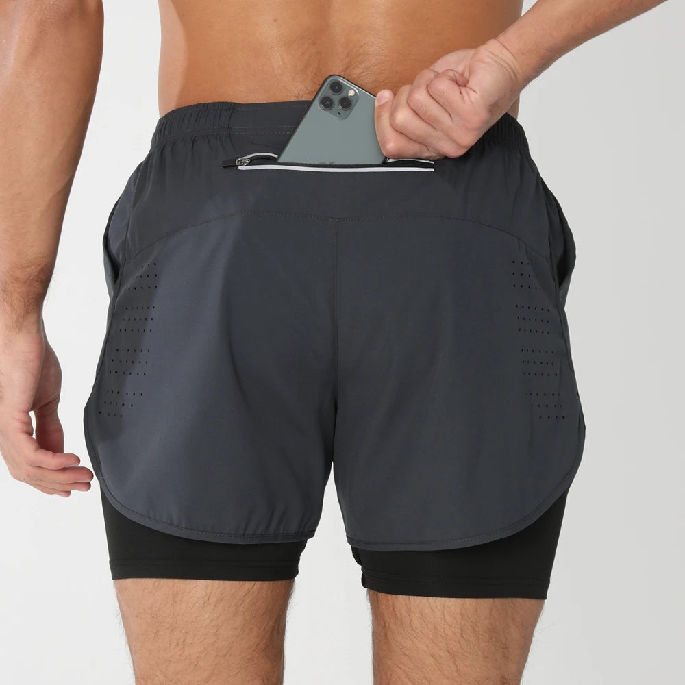 Men’s 2-in-1 Running Shorts – Quick Dry Gym & Training Shorts