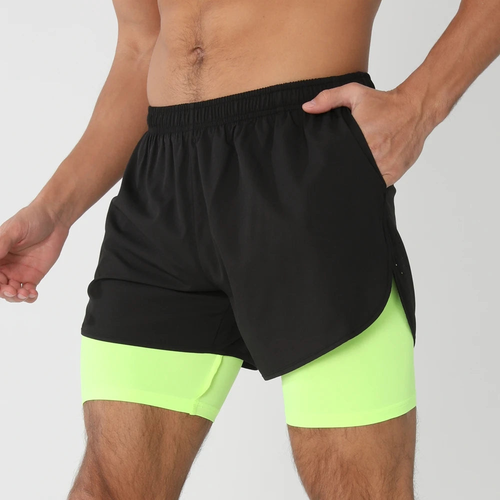 Men’s 2-in-1 Running Shorts – Quick Dry Gym & Training Shorts