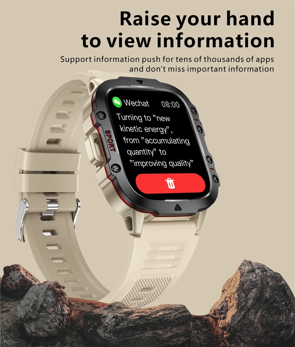 2024 New For Xiaomi 1.96" Bluetooth Call Military Smart Watch Men 5ATM Outdoor Sports Fitness Tracker Health Monitor Smartwatch