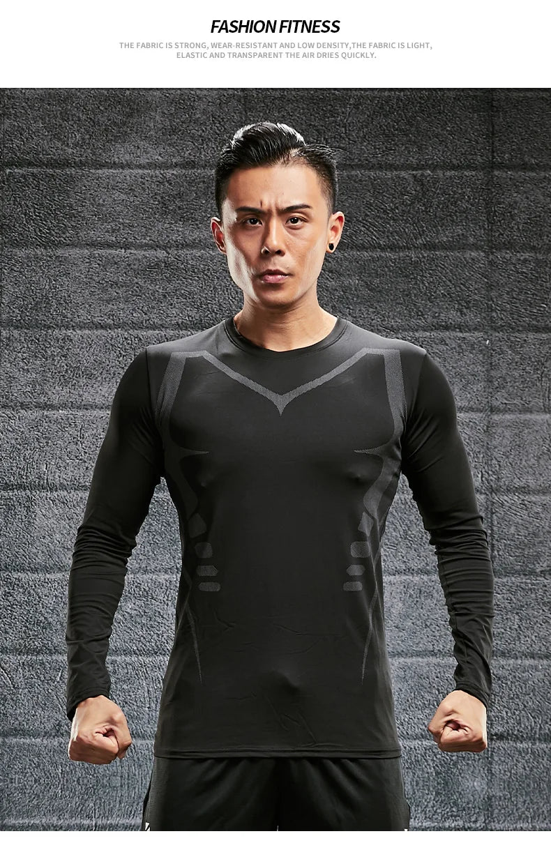 Men’s Quick-Dry Long Sleeve Sports Top – Tight Fit Training Shirt