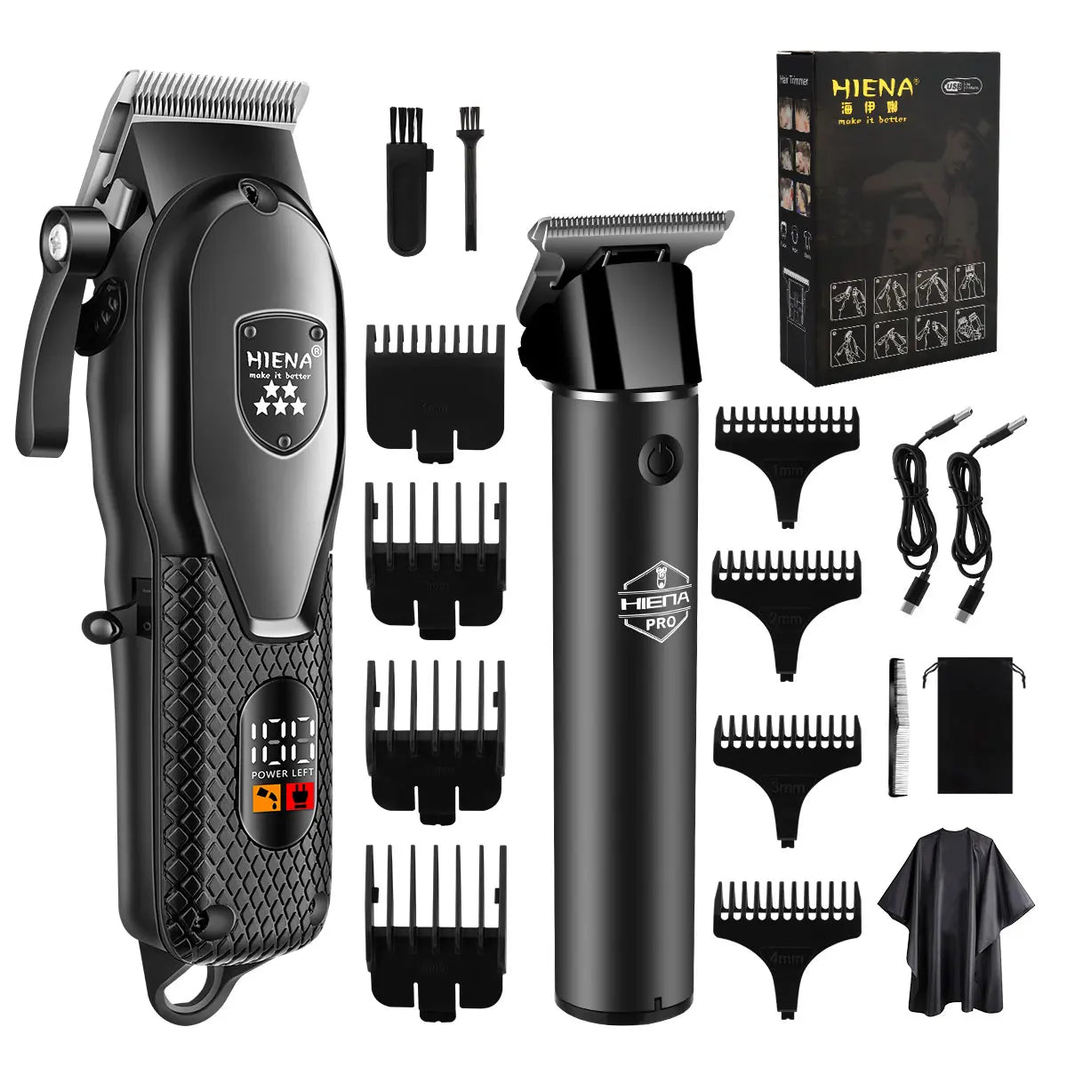 Hiena Professional Hair Clipper Kit – Electric Trimmer with LCD Display