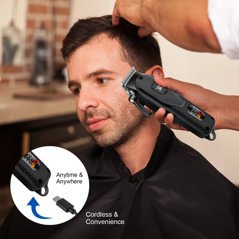 Hiena Professional Hair Clipper Kit – Electric Trimmer with LCD Display
