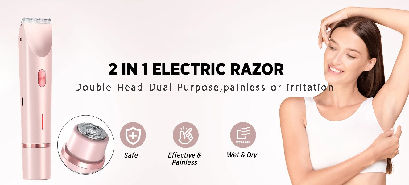 Women Electric Shaver – Dual Head Hair Removal Trimmer