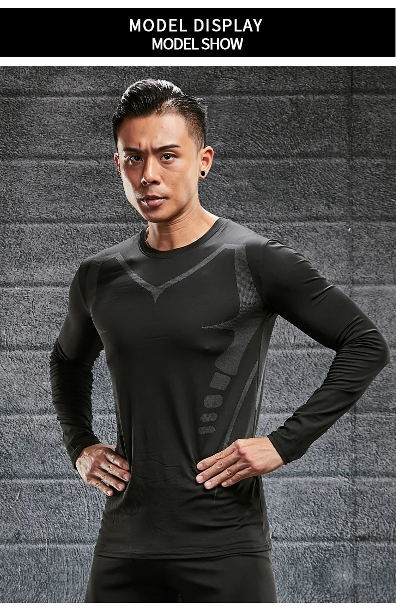 Men’s Quick-Dry Long Sleeve Sports Top – Tight Fit Training Shirt