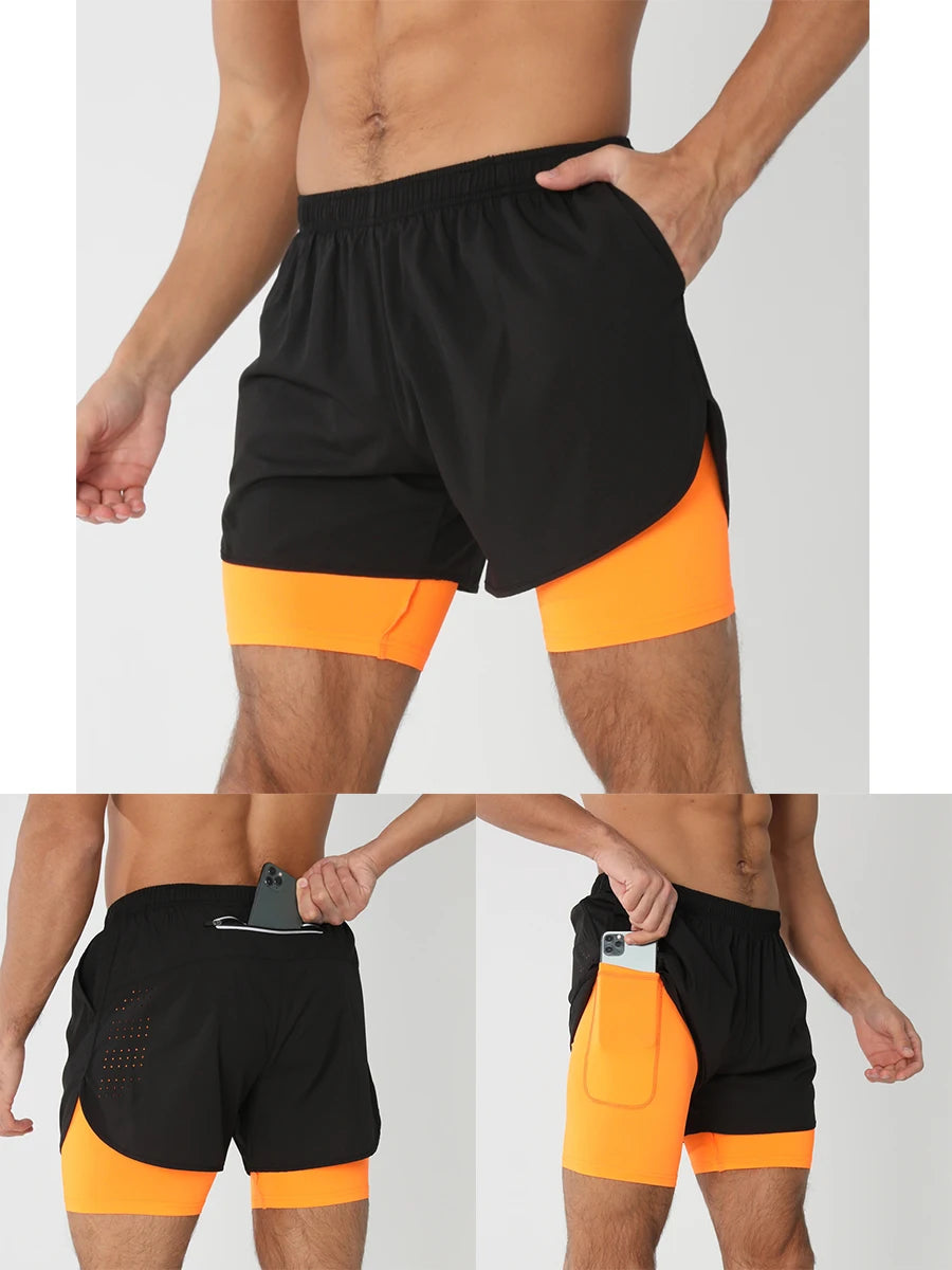 Men’s 2-in-1 Running Shorts – Quick Dry Gym & Training Shorts