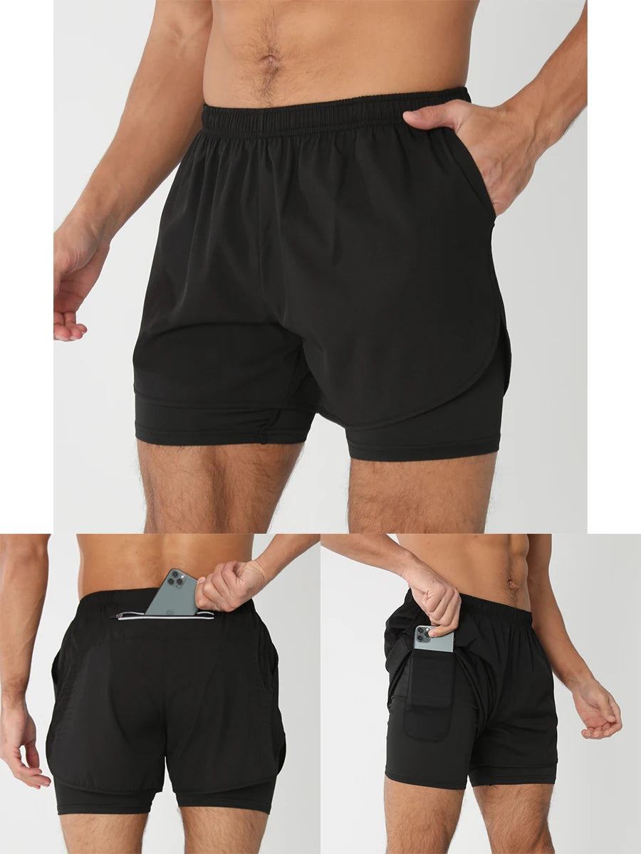Men’s 2-in-1 Running Shorts – Quick Dry Gym & Training Shorts