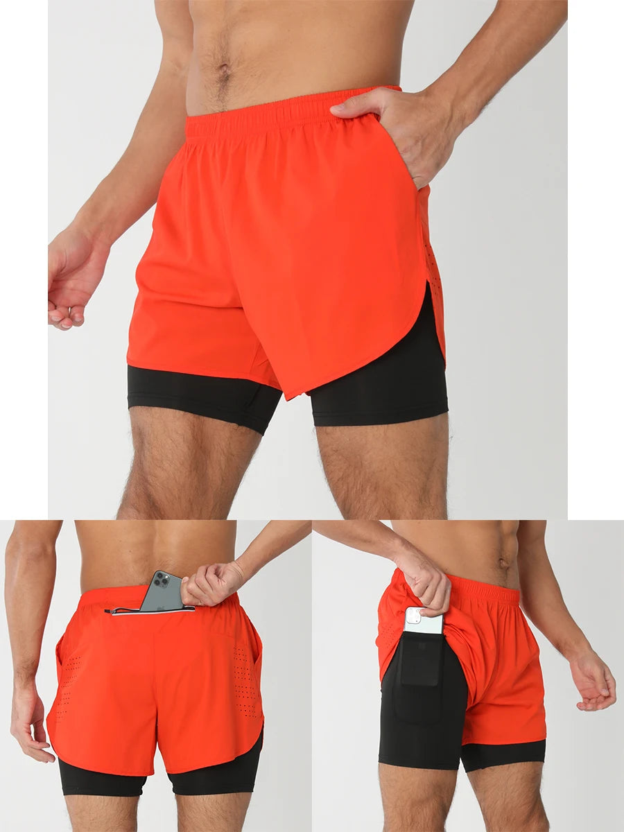 Men’s 2-in-1 Running Shorts – Quick Dry Gym & Training Shorts