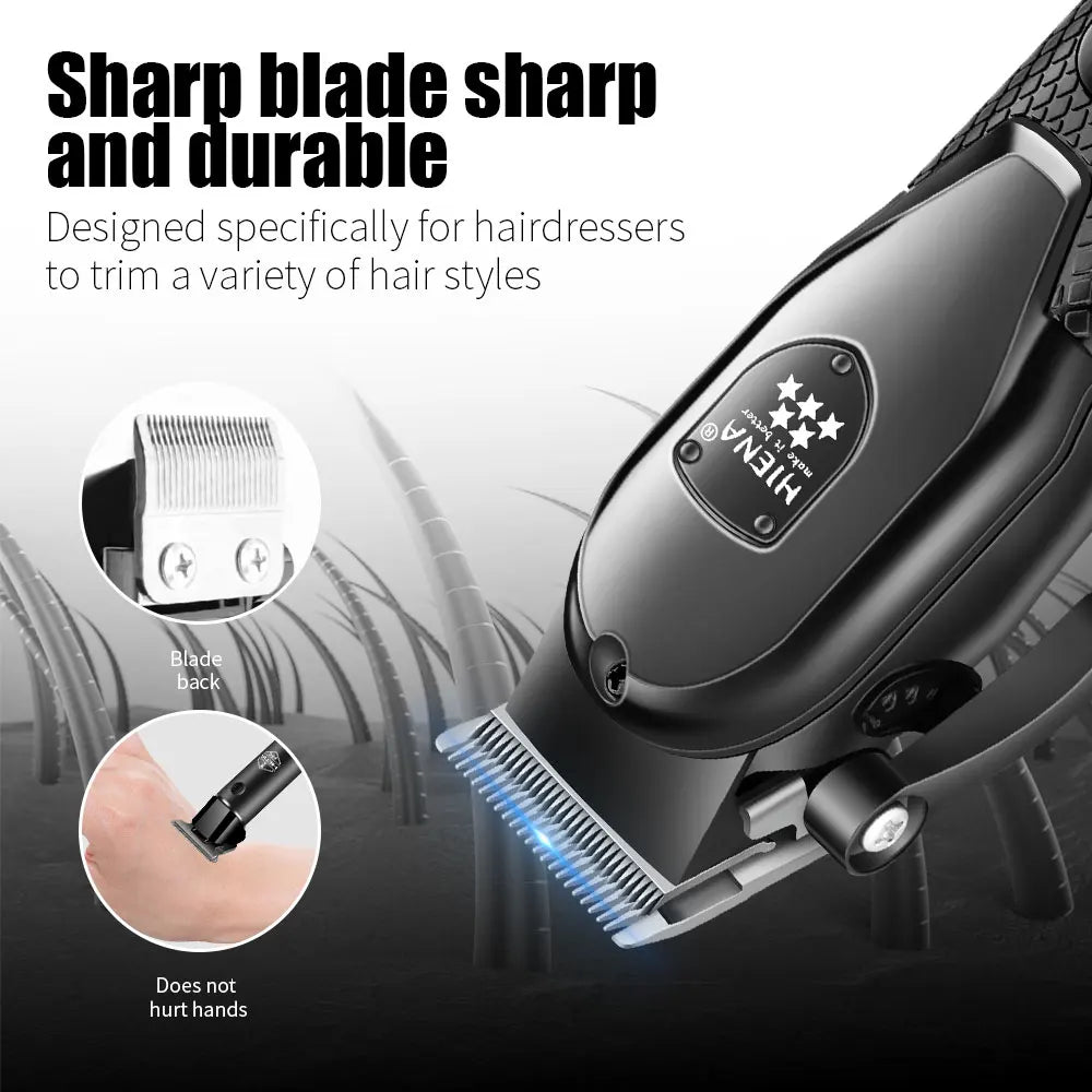 Hiena Professional Hair Clipper Kit – Electric Trimmer with LCD Display