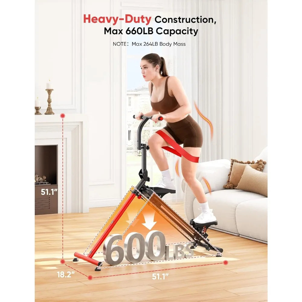 Home Fitness Stair Stepper with Adjustable Levels and Ski Simulation Workout Modes