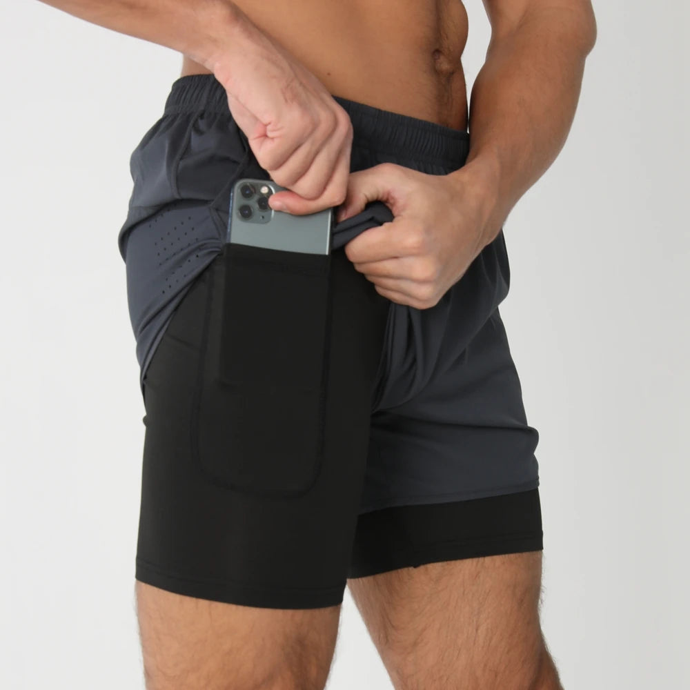 Men’s 2-in-1 Running Shorts – Quick Dry Gym & Training Shorts
