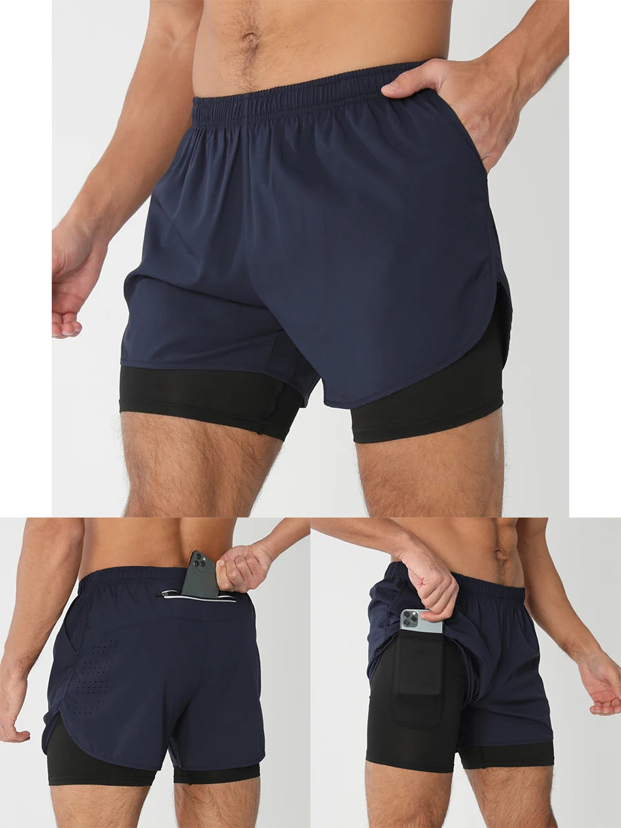 Men’s 2-in-1 Running Shorts – Quick Dry Gym & Training Shorts