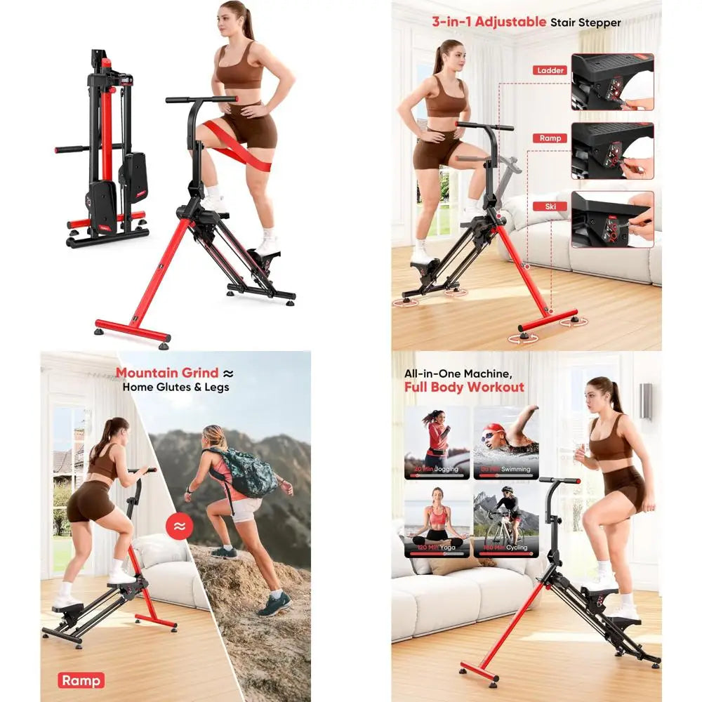Home Fitness Stair Stepper with Adjustable Levels and Ski Simulation Workout Modes