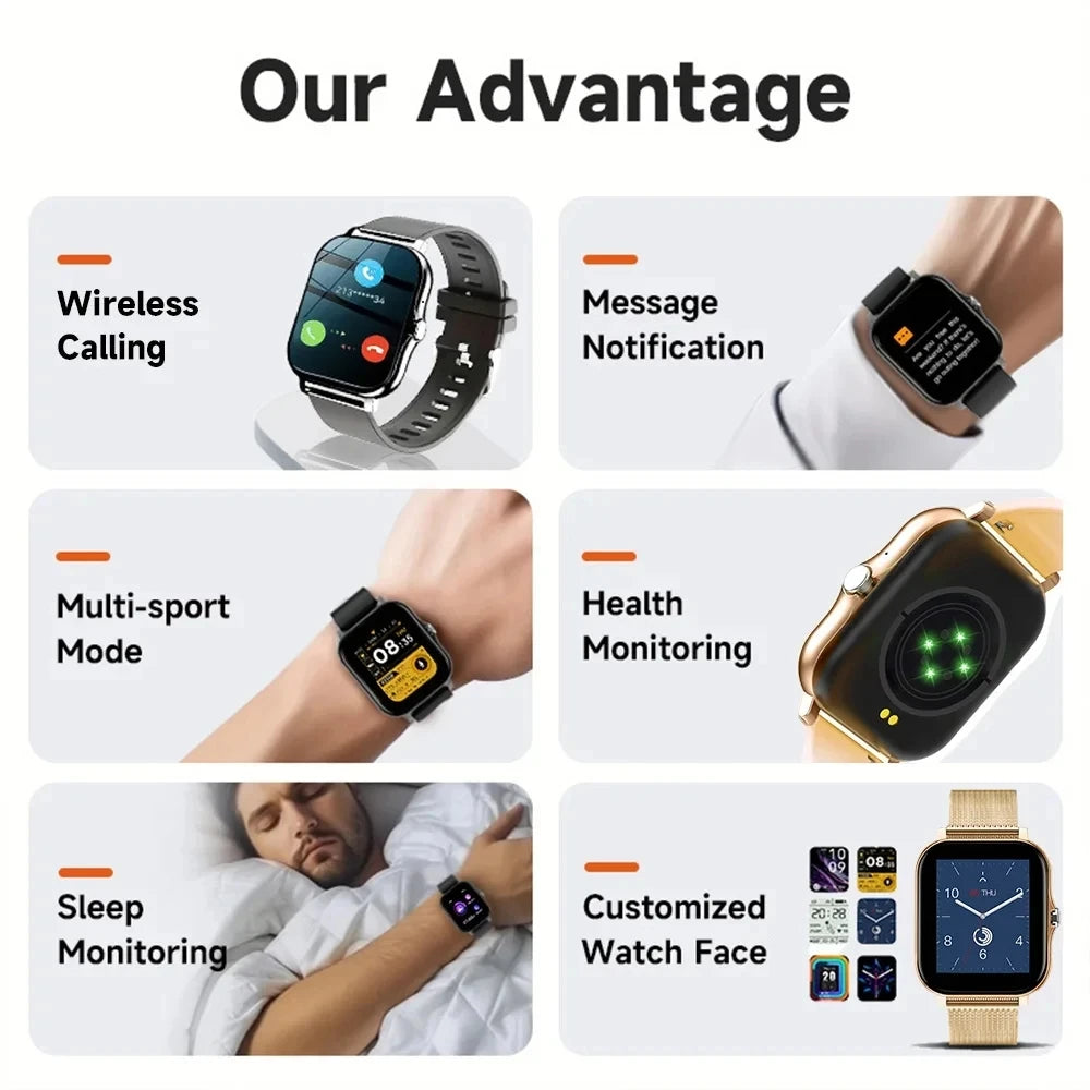 1.83″ Smart Watch – Full Touch Fitness Tracker with Bluetooth Call