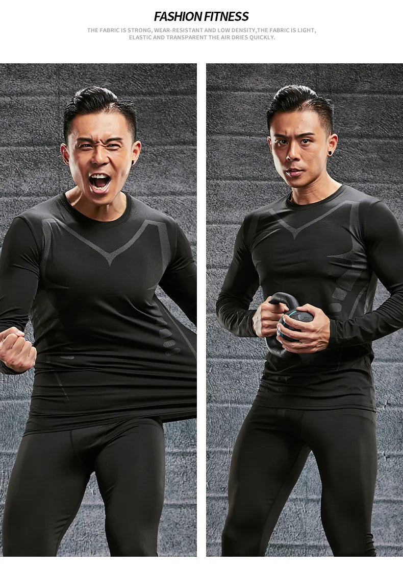 Men’s Quick-Dry Long Sleeve Sports Top – Tight Fit Training Shirt