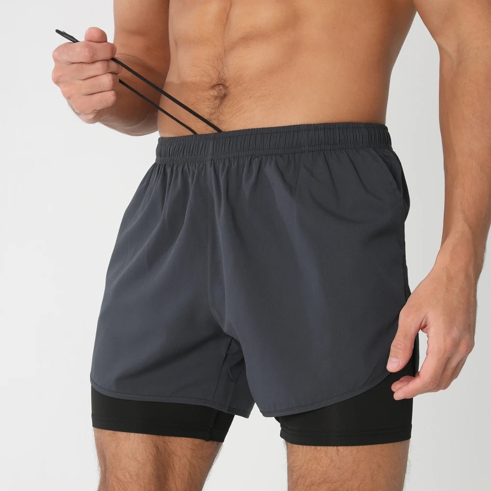 Men’s 2-in-1 Running Shorts – Quick Dry Gym & Training Shorts
