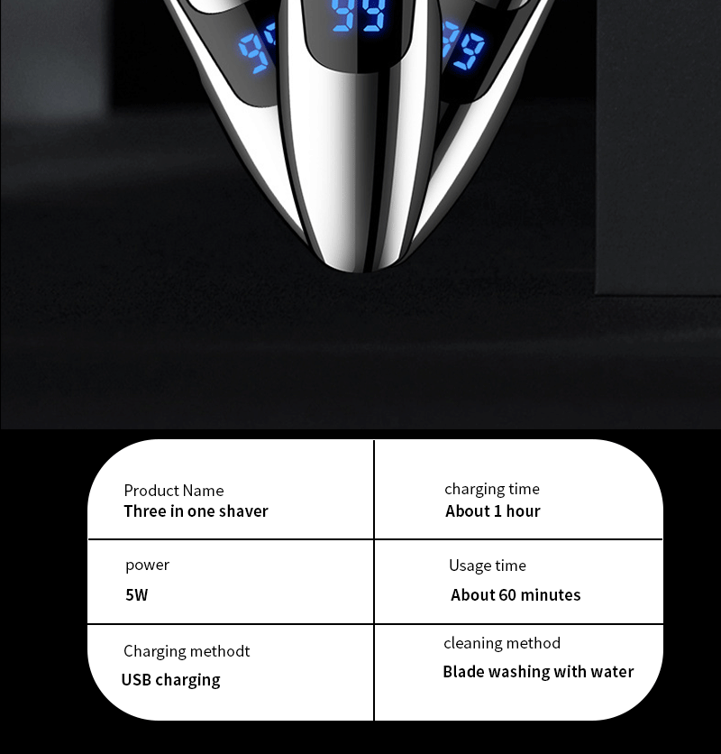 Rechargeable 3D Floating Electric Shaver for Men