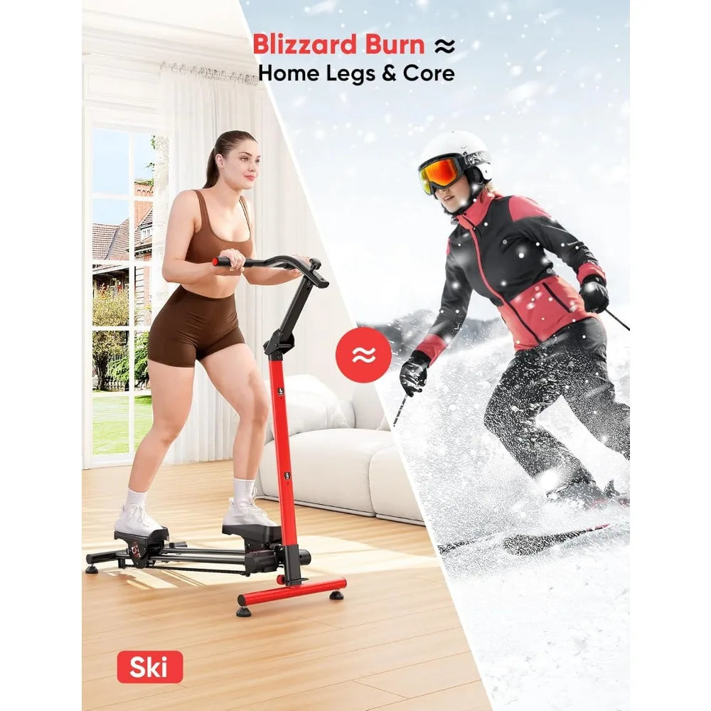 Home Fitness Stair Stepper with Adjustable Levels and Ski Simulation Workout Modes