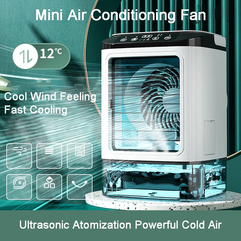 Desktop Portable Air Cooler – Ultrasonic Mist Fan with Night Light