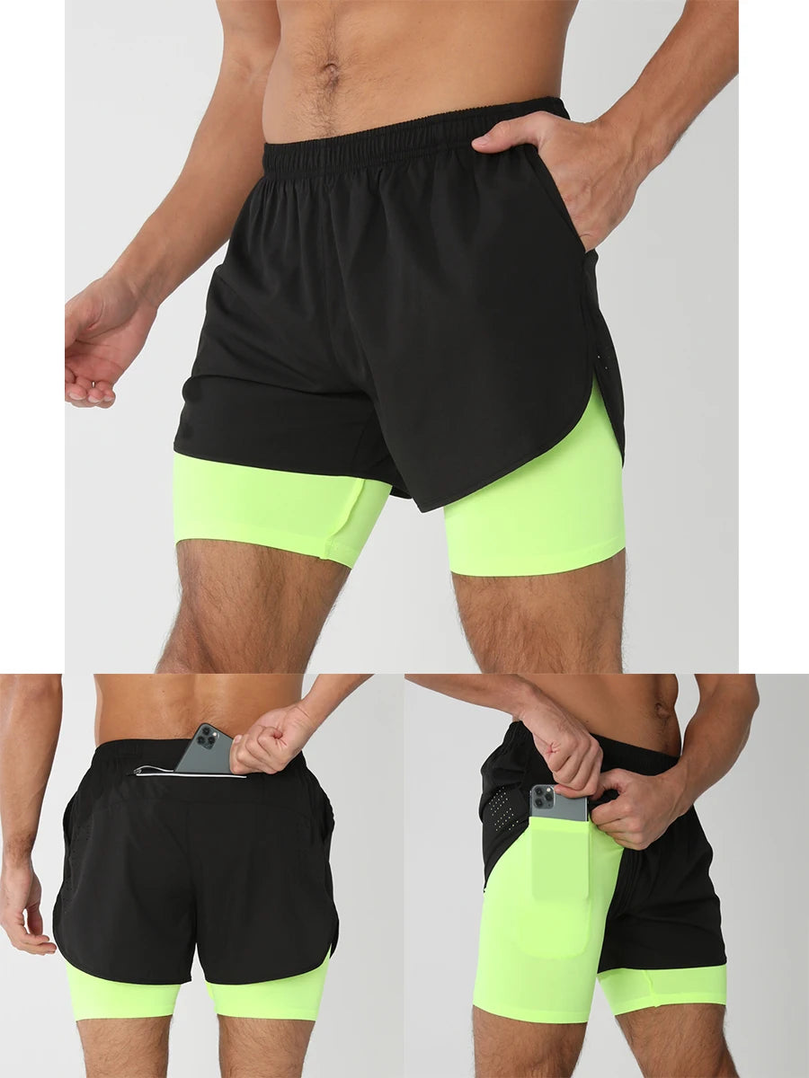 Men’s 2-in-1 Running Shorts – Quick Dry Gym & Training Shorts