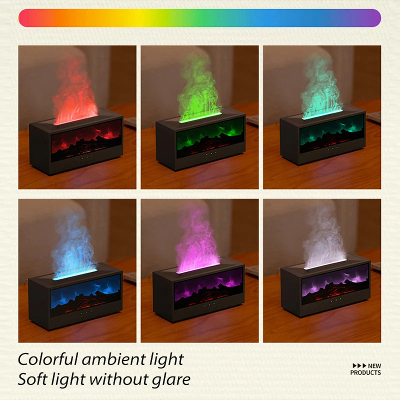 Fireplace Aroma Diffuser – Waterless Auto-Off Humidifier with LED & Remote