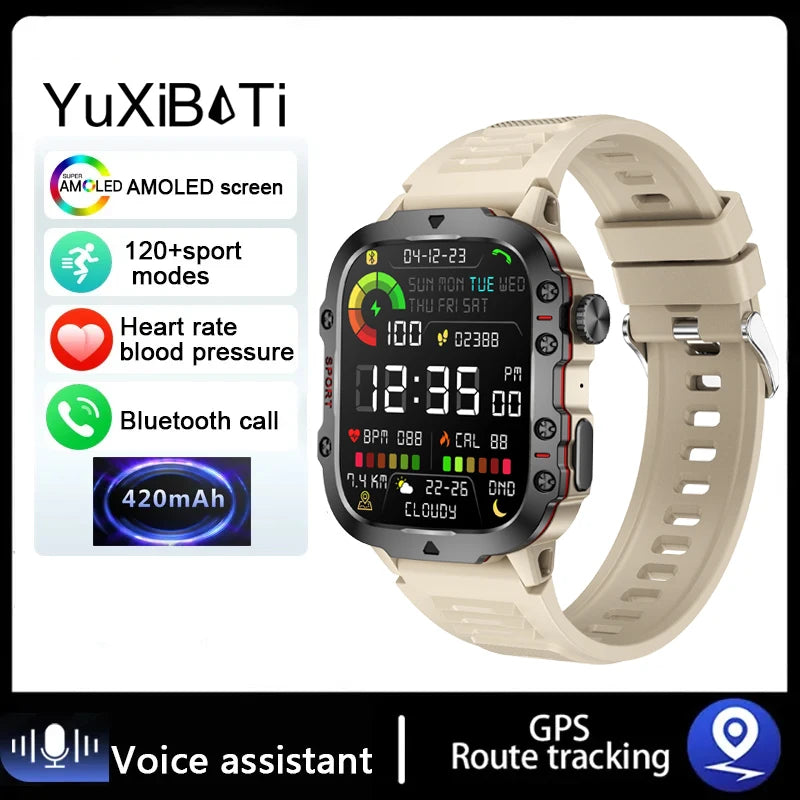 2024 New For Xiaomi 1.96" Bluetooth Call Military Smart Watch Men 5ATM Outdoor Sports Fitness Tracker Health Monitor Smartwatch