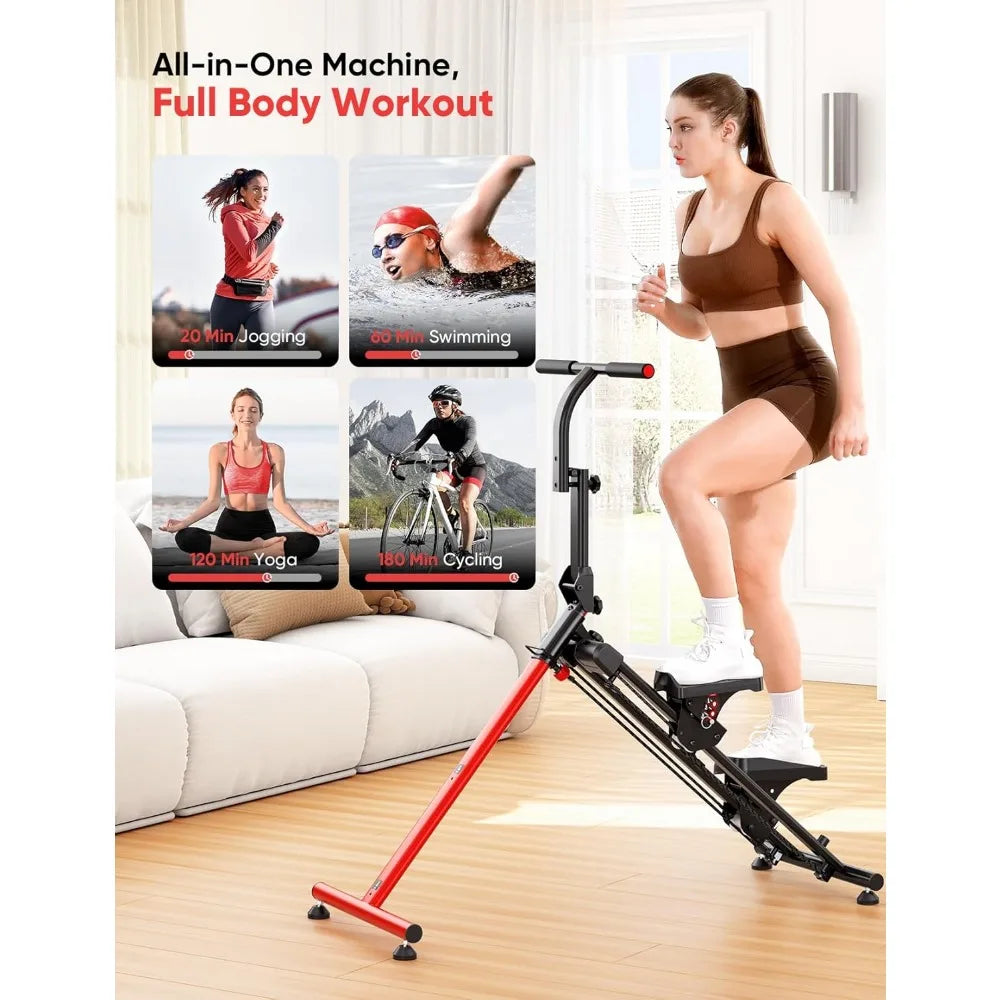 Home Fitness Stair Stepper with Adjustable Levels and Ski Simulation Workout Modes