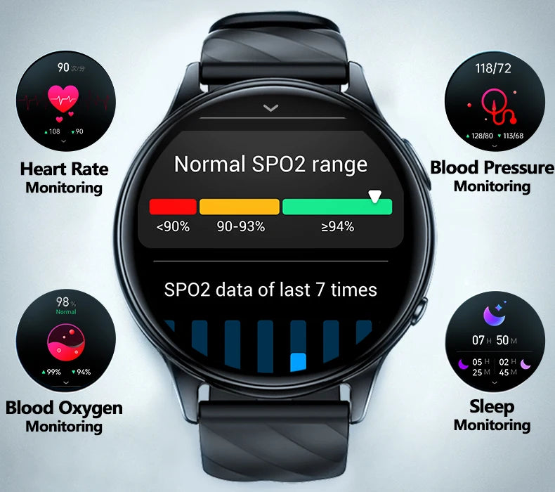 KUMI GW5 Smart Watch – 1.39″ HD Fitness Tracker with SpO2